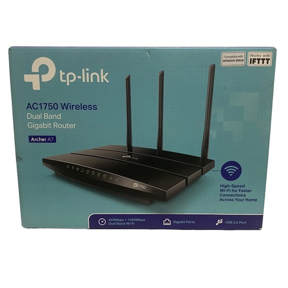 TP-Link Archer A7 AC1750 Wireless Dual-Band‎ Gigabit Router Black - Picture 1 of 6